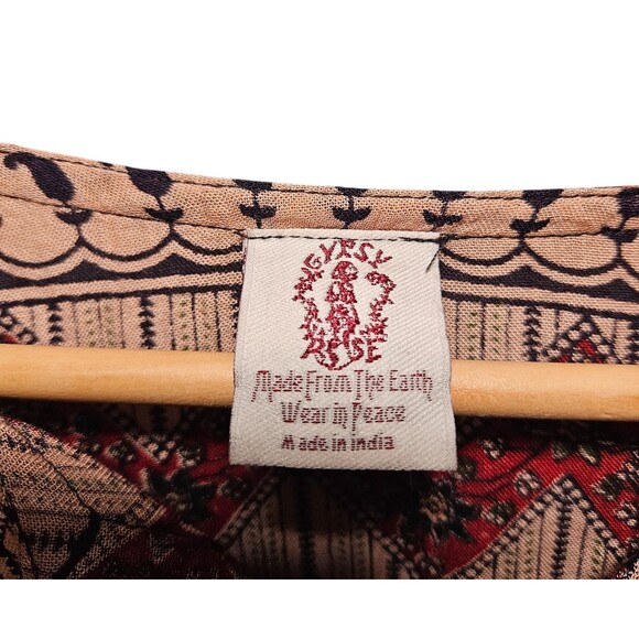 Gypsy Rose Womens S Boho Paisley  Tie Neck Top Balloon Sleeve Flowy Folksy Boho - Picture 7 of 12